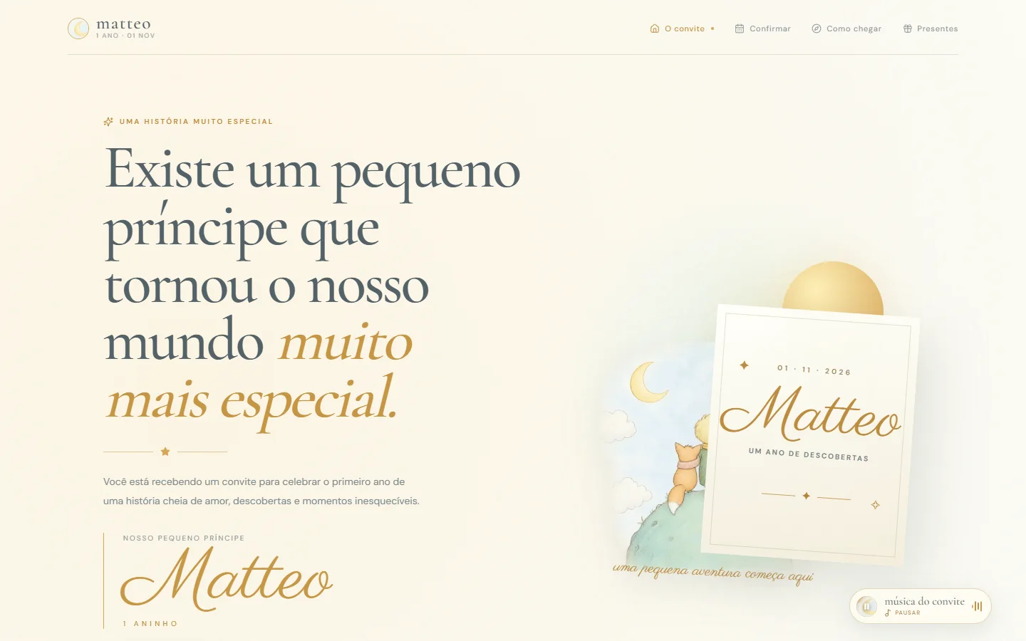 A abertura da experiência de dia: mesmo título e composição, em tons claros e suaves.