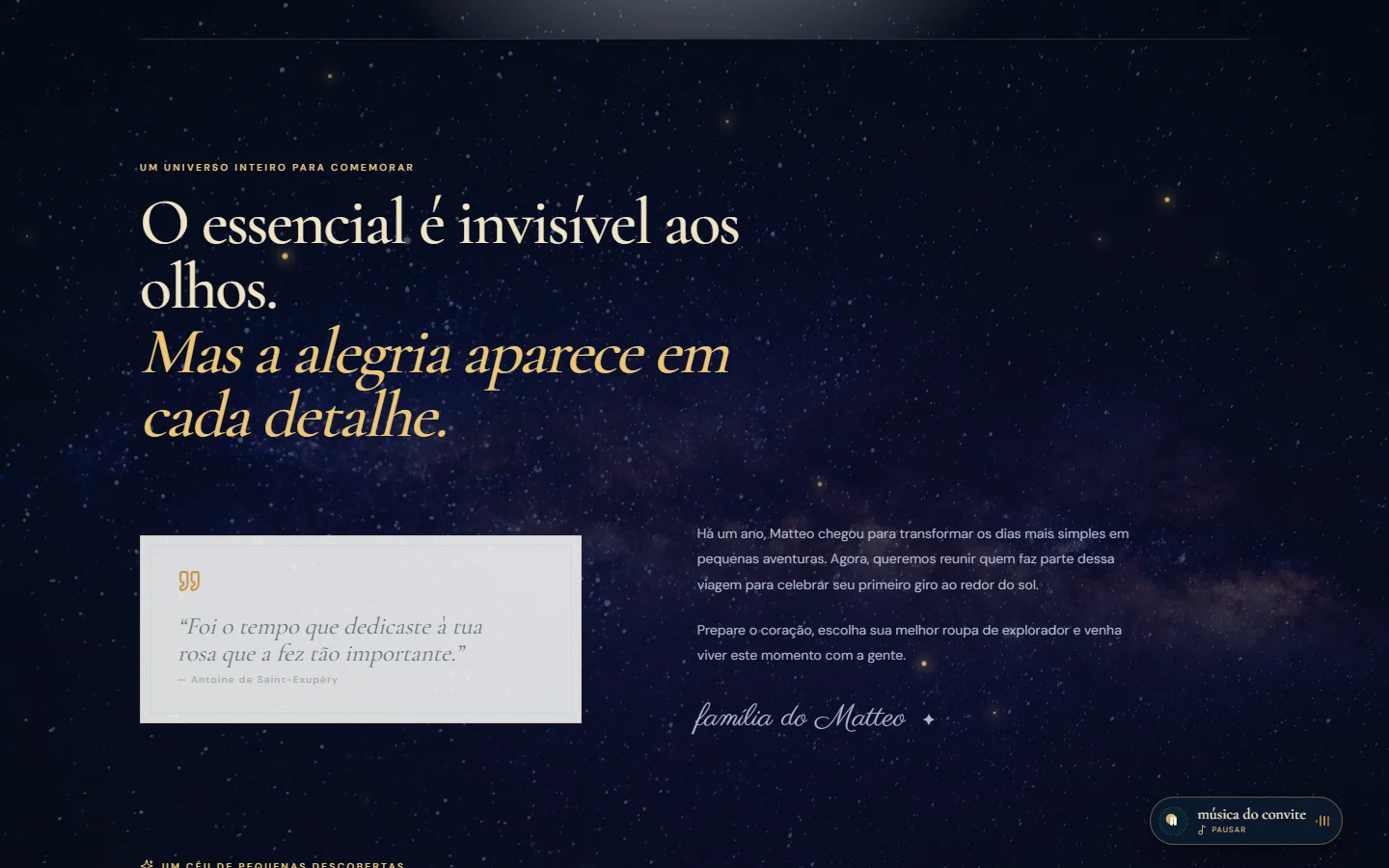 Um bloco de citação atribuída, ao lado de um texto narrativo curto.