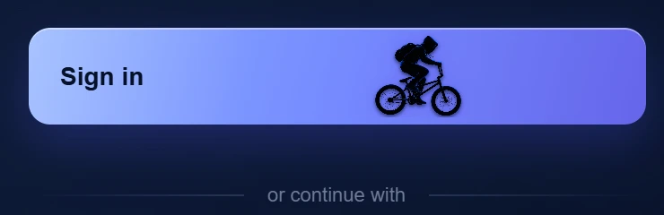 O botão Sign in em repouso, com a silhueta de um ciclista numa bicicleta à direita.