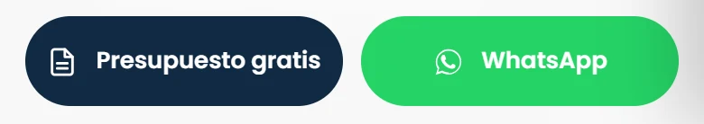 A barra fixa do celular, com os botões Presupuesto gratis e WhatsApp.